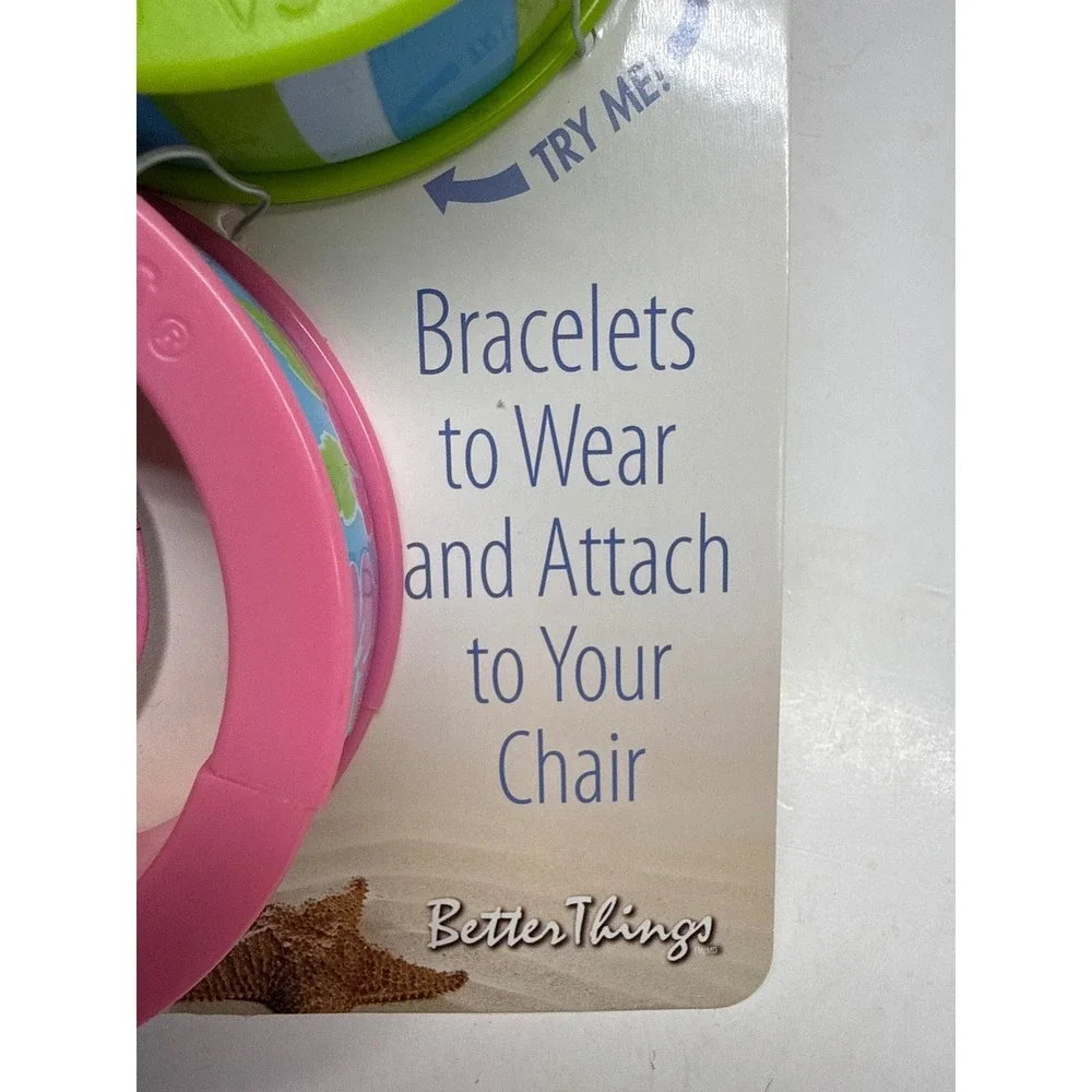 BocaClips Bangle Bracelet Beach Towel Clips 2 Pack Pink Floral Lime Green Stripe